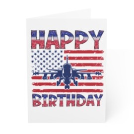 J&J'S TOYSCAPE US Air Force Birthday Cards, Happy Birthday Card for Pilot, Army Service, Patriotic Birthday Card, 5x7 Card with Envelope, Blank Inside (Patriotic Flag)
