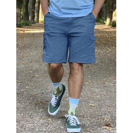 TACVASEN Mens Cargo Shorts Comfort Stretch Shorts Elastic Waist Shorts Golf Cotton Shorts Casual Work Shorts Blue-Grey