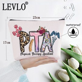 LEVLO Bolsa con cierre para asistente de terapia física, regalo de agradecimiento para terapia física PTA, bolsa de viaje para estudiantes de PTA, regalo de graduación, PTA, Bolsa de cosméticos