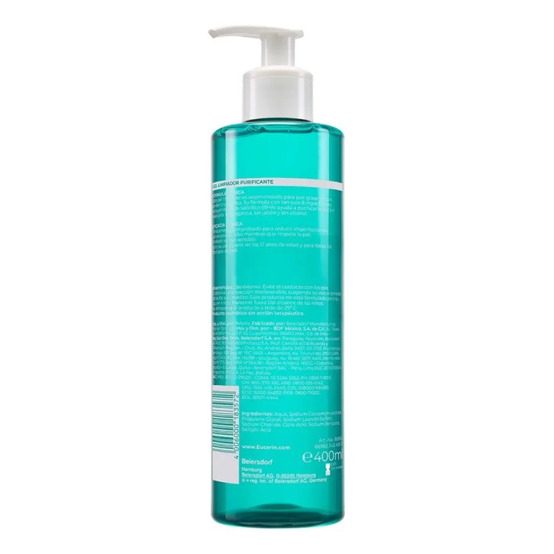 EUCERIN DermoPure Gel de Limpieza facial 400ml Piel Grasa o