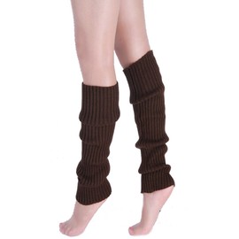 Ewanda store Women 80s Ribbed Leg Warmers Knitted Wool Crochet Long Boot Socks for Party Dance Sports Yoga Accessories,Coffee
