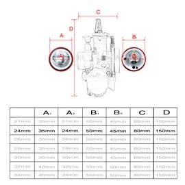 Carb PWK with Intake Adapter Main/Slow jet Air Filter Oil Hose Pipe for 4T 50cc-350cc Fuel Saving Flat Slide Predator 212cc CT200U BT200X Carburetor Mini Bike Off Road (24mm-Red)