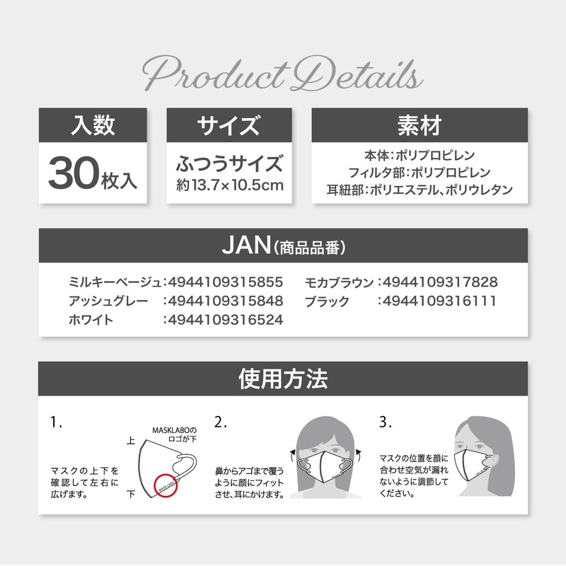 MASK LABO Fuji Layered Style Mask, 3D Mask, Regular Size