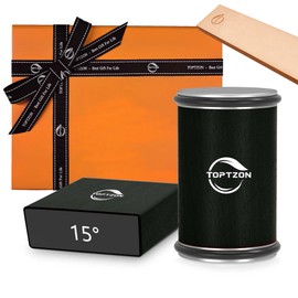 Toptzon Diamond Black Rolling Knife Sharpener – Roller Knife Sharpener Kit with 15 & 20 Degree Magnetic Angle Stand & Leather Strop Paddle Kit - Easy Sharpening for Kitchen Knife (Modern Black)