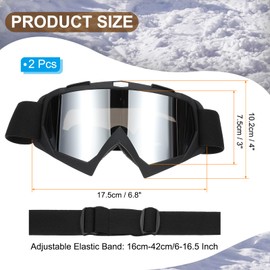 PATIKIL Dirt Bike Goggles, 2 Pcs Motorcycle Goggles ATV Goggles Ski Goggles Racing Helmet Goggles Windproof for Mountaineering Sky Diving Ski Riding, Matte Black with Silver Lenses