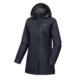 Little Donkey Andy Women's Waterproof Rain Jacket Outdoor Trench Raincoat with Hood Lightweight rain Shell for Hiking, Travel Black XL