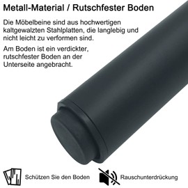 JUMPENGATP Set of 2 Feet for Furniture, Height Adjustable 150-250 mm, Furniture Feet Made of Stainless Steel, Height-Adjustable Furniture Feet for Individual DIY Furniture Design, Colour: Black