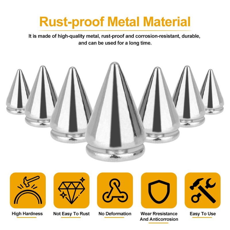 XAVSWRDE Pack of 100 Decorative Rivets Punk Rivets Silver Metal