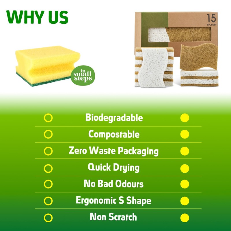 In Small Steps Eco Friendly Dish Sponges for Washing Up