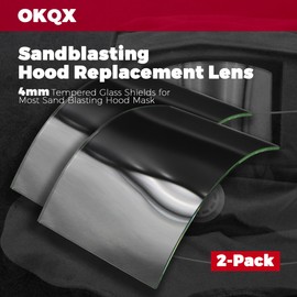 OKQX 2-Pack Sandblasting Hood Replacement Lens - 4mm Tempered Glass Shields for Most Sand Blasting Hood Mask