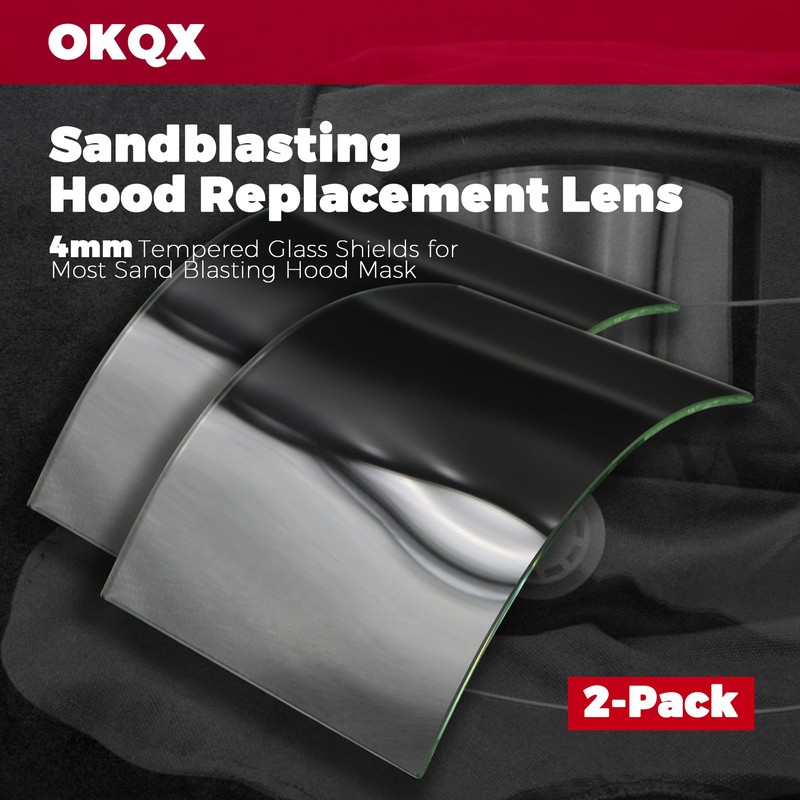 OKQX 2-Pack Sandblasting Hood Replacement Lens - 4mm Tempered Glass