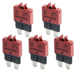 BUSSALIX E39 Circuit Breaker Blade Fuse, Manual T3 Reset, Low Profile ATC/ATO, 3-30A, 32VDC, UL-Rated Thermoplastic Body, Color-Coded for Amperage(10A-5Pack)