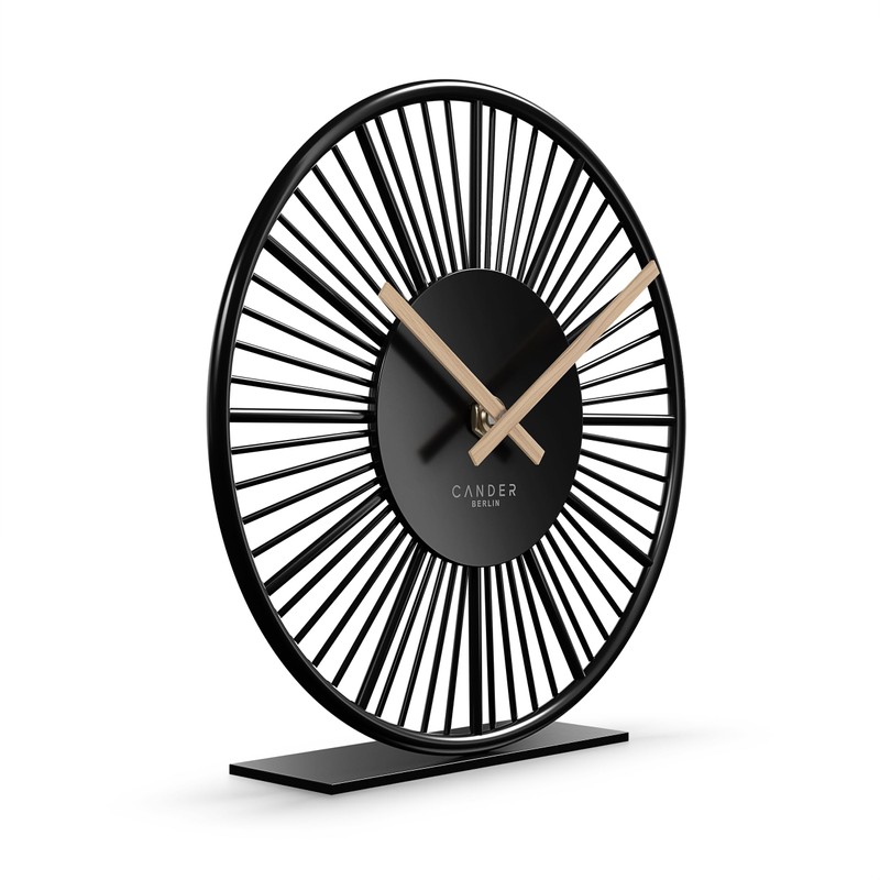 Cander Berlin BLORA Table Clock Silent 18 cm Metal Wooden