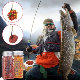 Vilbocr Power Bait Set Flexible Mix of Bait pellets and powerbait Combination of baiting and Fishing, Newbie Friendly-1 Bottle of Fishing Bait - 500 Pcs (Two Power bait)
