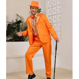 Harry And Lloyd Mens Custome Dumber Orange Dumb Blue 80s90s Movie Tuxedo Top Hat Bow Tie Halloween Cosplay Outfit