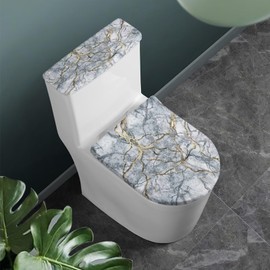FUIALDOLG Toilet Lid Cover Toilet Seat Rug Seat Covers Fits Most Round,Elongated and Oblong Lids Gray Marble Accessories Decor