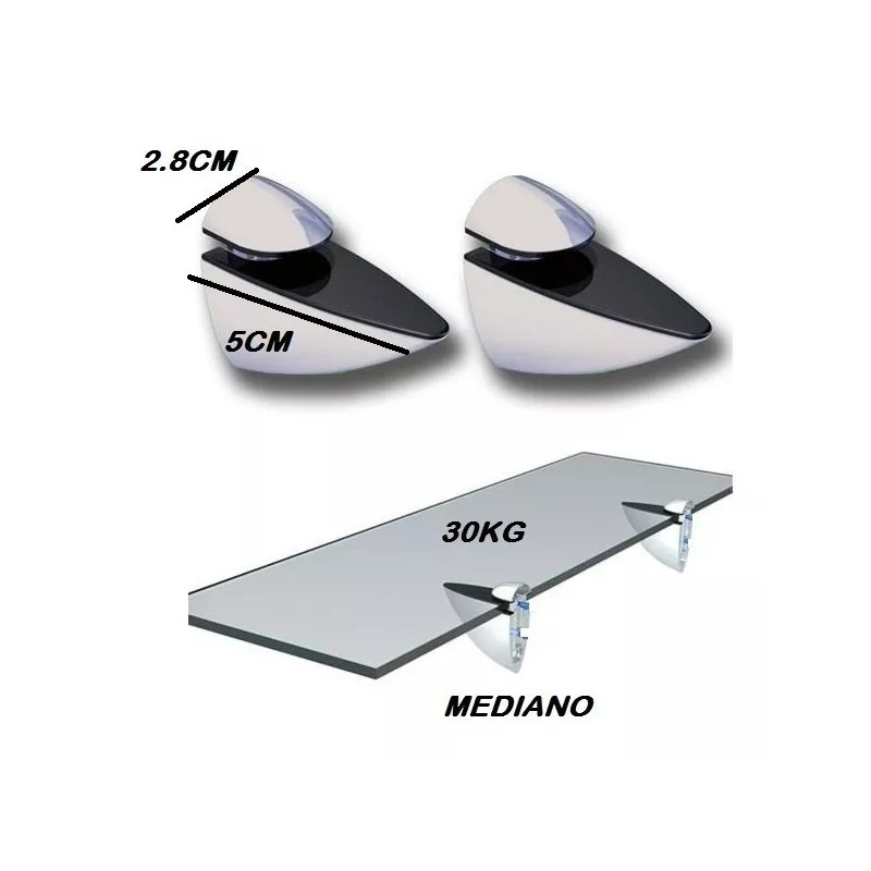 LIZOFERTAS Soporte Para Repisa De Cristal Tucan 30kg Niquel 4