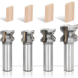 Domino Tenons Route Bits 1/2" Shank- 5mm, 6mm, 8mm, 10mm, Wavy Flutes, Solid Carbide Domino Tenons Cutter Set for Various Woods, Compatible with festool DF500/DF700 Domino Tenons