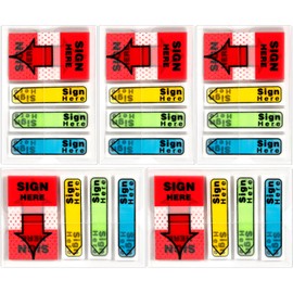500pcs/5 Boxes Sign Here Tabs, Sign Here Flags Sign Here Label Stickers Message Flags Tag with Dispenser Arrow Tabs Sign Here Sticky Notes Easy to Post for Office School Notary Books