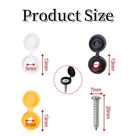 48PCS Car Number Plate Screws and Caps - Number Plate Fixing Kit, Number Plate Fixings, Black, White, Yellow and Blue (6 Each Color)