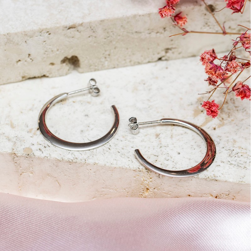 Tuscany Silver 25 mm Flat Hoop Earrings