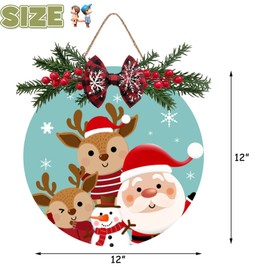 Merry Christmas Decorations Wreath, Merry Christmas Sign Front for Door Decoration, Rustic Wooden Holiday Decor for Front Door Porch Window Wall Farmhouse Indoor Outdoor Decorations 12x12 Inch