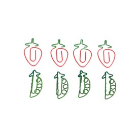 100pcs Metallic Paper Clips Strawberry Pea Shape Antislip Anti Rust Cute Paper Clips with Storage Box for File Classification