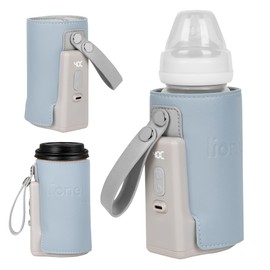 LIONELO Thermup Go Plus Portable Baby Bottle Warmer, Keeps Liquids Warm, 5 Operating Temperatures from 38 to 500 C, USB Charging, 8 Hours Operation, Quiet LCD Display