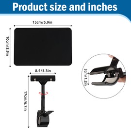 Ayuanb 10 Pack Plastic Chalkboard Signs with Long Clip, Double Head Rotating Display Price Tags Merchandise Clip Holder for Business Retail Food Clothing Rack Shelf Basket Sign Display (Black)