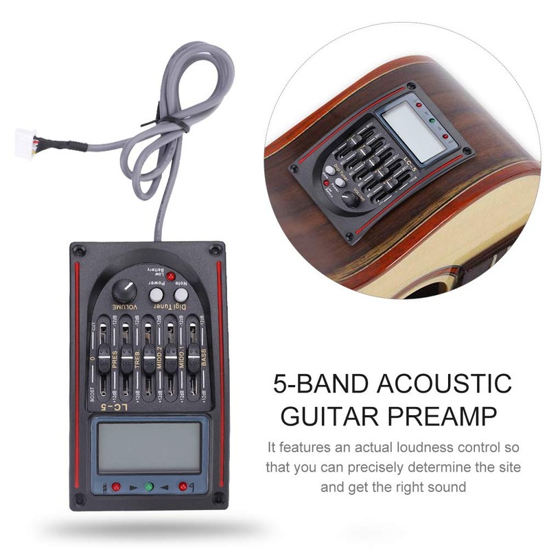 Acoustic Guitar Piezo Pickup 5 Band Preamp EQ LC-5 Equalizer