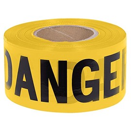 Pioneer “Danger” Safety Barricade Tape, Indoor/Outdoor Black on Yellow Background 3' X 1000'