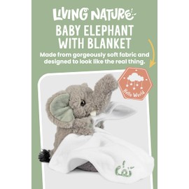 Living Nature Baby Elephant Stuffed Animal Plush Toy | Includes Blanket | Fluffy and Cuddly Safari Animal | Soft Toy Gift for Newborns And Babies | Naturli Eco-Friendly, Grey