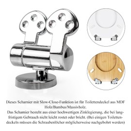 Fanmitrk Toilet Seat Hinge-Zinc Alloy Soft Close Toilet Seat Fittings,Replacement Hinge with Fittings and Repair Parts, for Most Wooden Seat (XHJHJ)