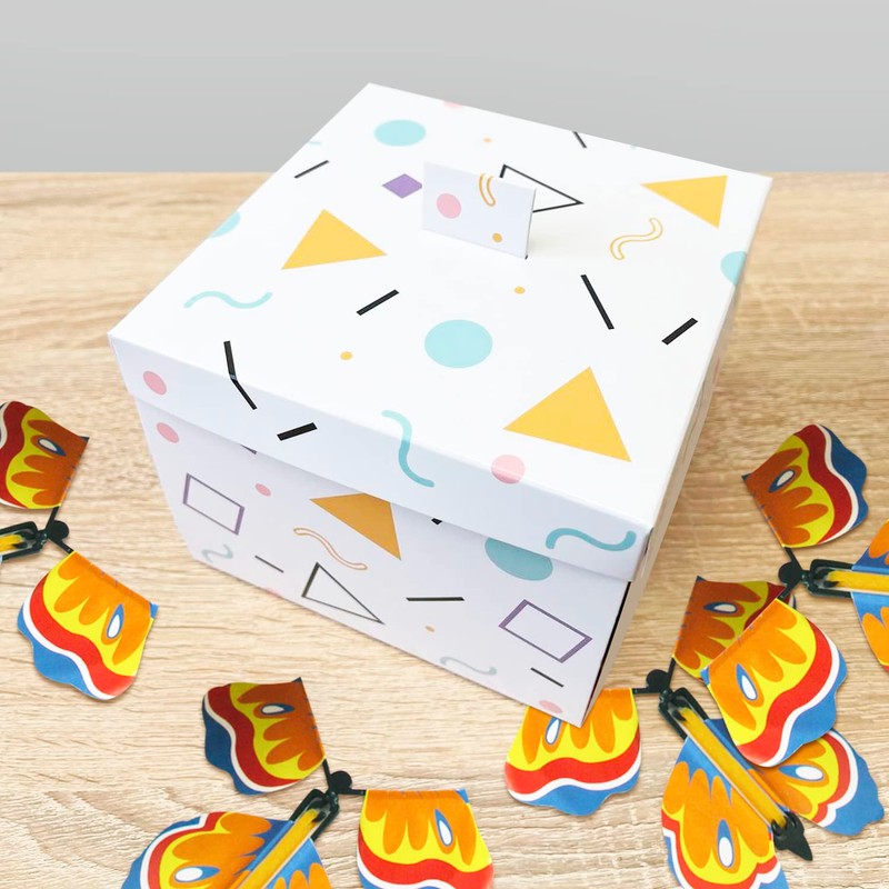 FETTIPOP Gift Box DIY Butterfly Explosion (White Yellow) 18.5 x