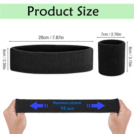 Getrays 6 Piece Headband Wristband Sports Set, 2 Colors, Sweatproof, Breathable, Elastic Sports Headband, Fitness Wristband, Unisex, Baseball, Tennis, Basketball, Muscle Training, Exercise Training,