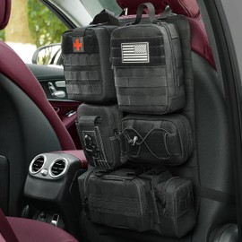 STOLCA Universal Tactical Vehicle Seat Back Organizer Bag Tactical Molle Vehicle Organizers Panel Vehicle Protector Organizers with 5 Different Size Admin Panel Storage Bag with Multi-Pocket