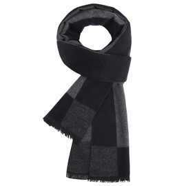 UMIPUBO Mens Scarf Winter Warm Scarves Soft Stylish Plaid Scarf for Men Autumn Checkered Tartan Long Scarf Neckwear for Gentleman Windproof, Dark Grey 2