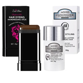 Hair dye comb Disposable | Easy to Color, Portable for Quick Touch - Ups, Covers Gray Hair, Resists Fading and Clumping:_zaidoc-02#Dark Brow+Flyaway Tamer Stick