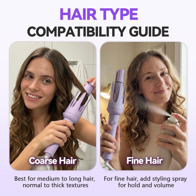 VELOZ Professional Automatic Curling Iron for Long Hair, Rotating Curling
