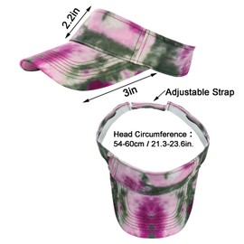 Marrywindix 1 Piece of Tie Dye Colorful Sport Wear Athletic Visor Sun Sports Visor Hat Visor Adjustable Cap for Women and Men (Tie Dye Fuchsia)