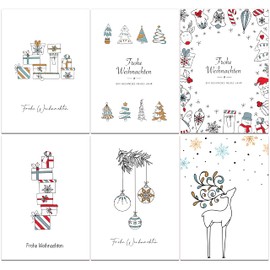 the lazy panda card company 36 x Eco Friendly Doodle Recycled Paper Christmas Cards (Pack of 36)
