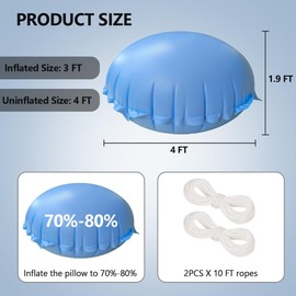 4 x 4 Ft Air Pillow with Ropes for Above Ground Pool - Winter Swimming Pool Cover Closing Winterizing Accessories, 1 Pcs