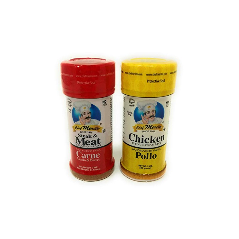 Chef Merito Carne Asada Beef and Chicken Seasoning Combo Pack,