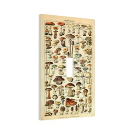 Yamxbfa Light Switch Cover Vintage Poster Mushrooms Champignons 1 Gang Outlet Cover Decorative Single Toggle Wall Plate Electrical Switchplate Home Decor for Living Room Bedroom Decorate