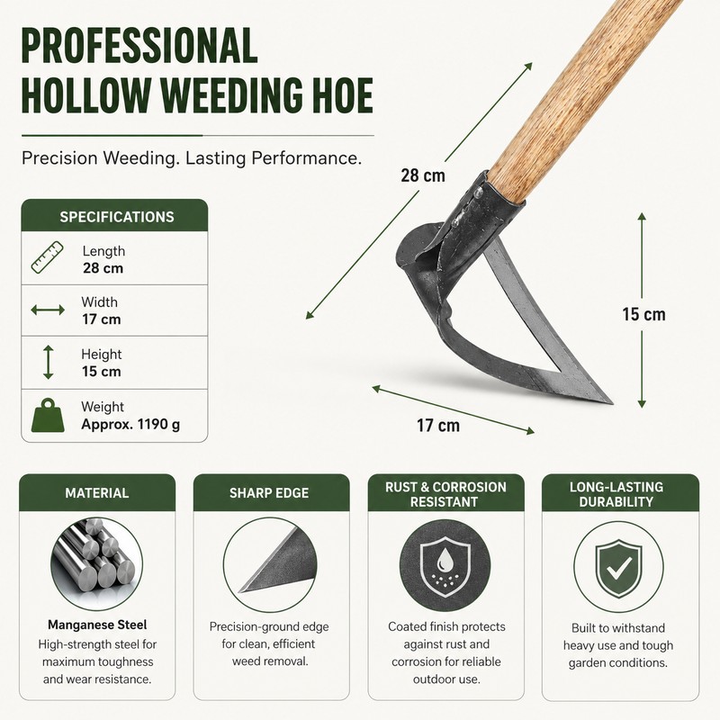 Handheld Hollow Weeding Hoe for Garden Care – Thickened Steel