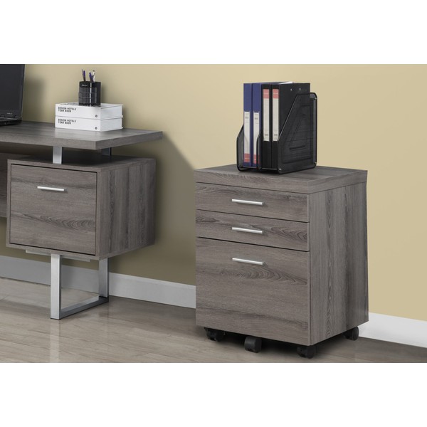 Monarch Specialties 3 Drawer File Cabinet - Filing Cabinet (Dark Taupe)