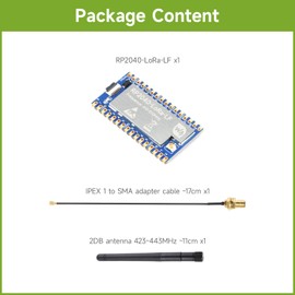 Waveshare RP2040-LoRa Development Board, Integrates SX1262 RF Chip, Long-Range Communication, LF, Bundle with 2DB Antenna and IPEX 1 to SMA Adapter Cable