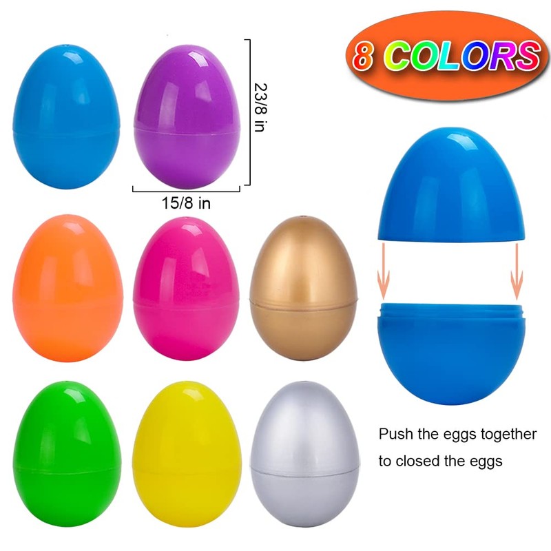 Taspire 50 Pieces Plastic Easter Eggs, 2 3/8" (6cm) Fillable