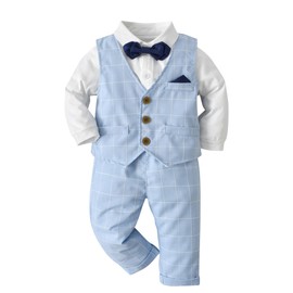Boarnseorl - Conjunto de pantalones para bebé y niño, Azul+blanco, 2-3T