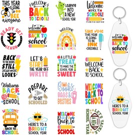 Back to School UV DTF Wrap Stickers - Teacher 80 PCS UV DTF Stickers for Motel Keychain, Classroom UV DTF Decals, Waterproof Rub on Cold Transfer Stickers for Hotel Blank Keychains